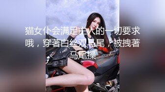 猫女仆会满足主人的一切要求哦，穿著白丝双马尾，被拽著马尾操